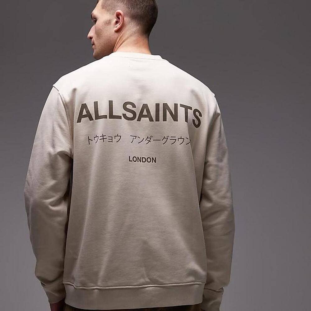 Allsaints cream tokyo crewneck sweatshirt